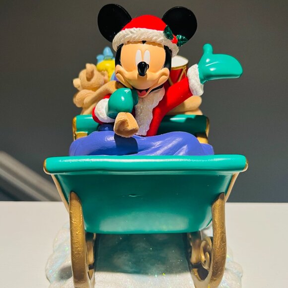 Vintage Mickey Mouse Christmas Sleigh Figurine • Disney Parks Holiday Decor • 8” - Picture 5 of 8